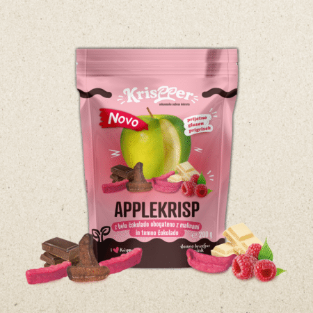 Applekrisp – Apple sticks with white chocolate enriched with raspberry and dark chocolate